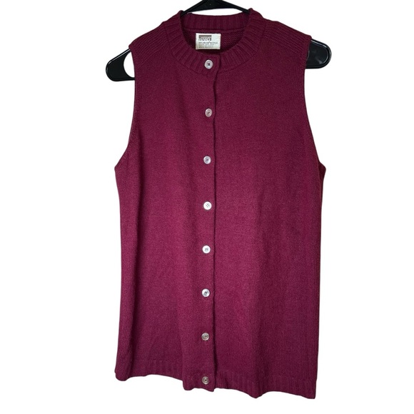 VTG 60s Montgomery Ward Orlon Acrylic Women’s Sleeveless Knit Top Vest Button-Up - Picture 8 of 9